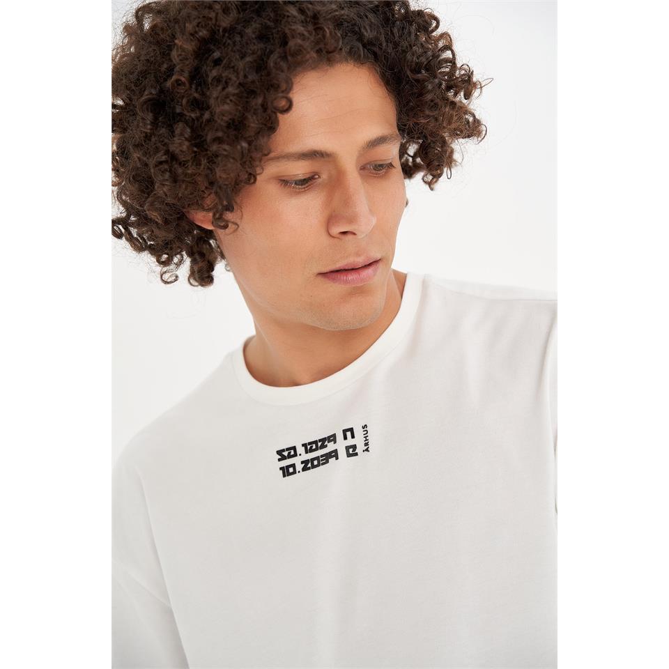 Hummel Erkole Oversize T-Shirt S/S Erkek Beyaz Tshirt - Bisiklet