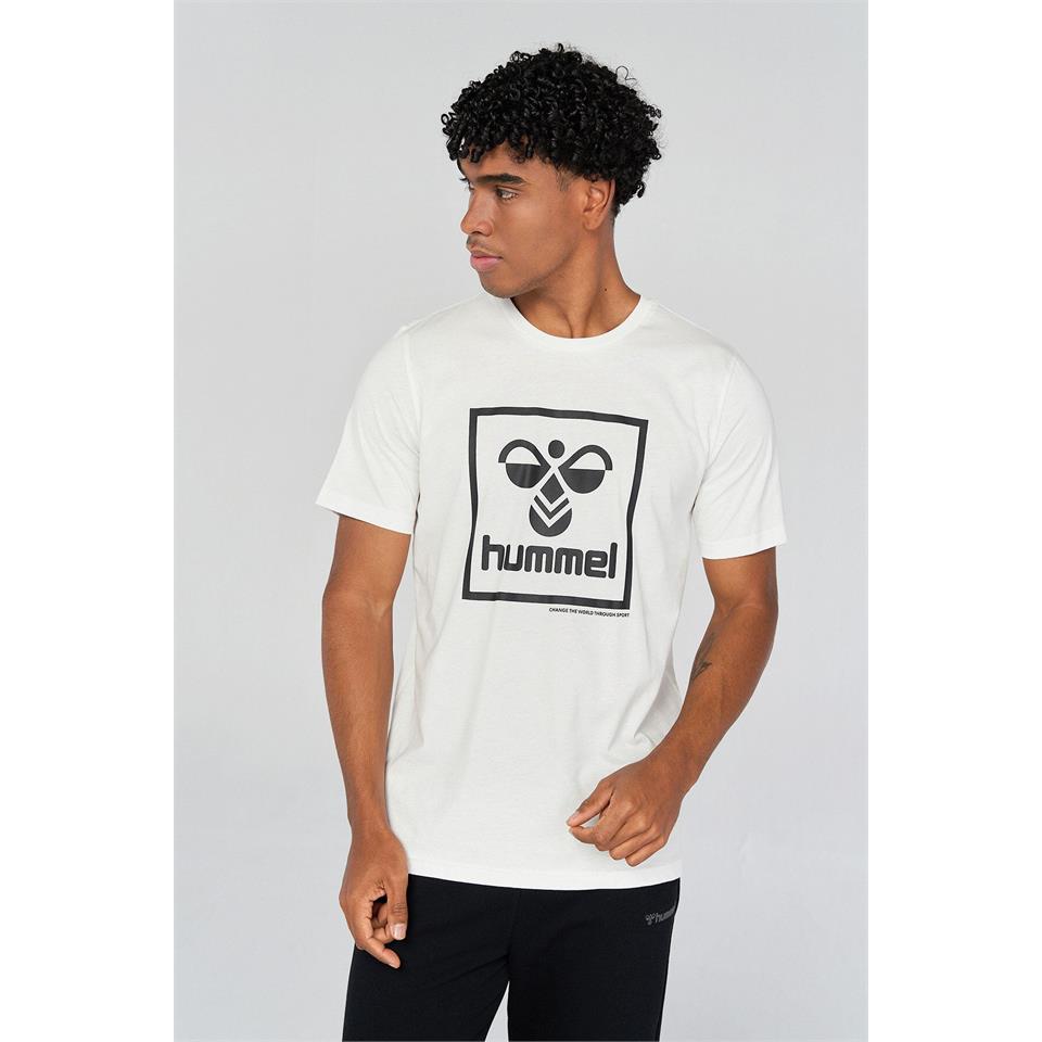 Hummel Hmlt-isam T-Shirt Erkek Beyaz Bisiklet Yaka Tshirt