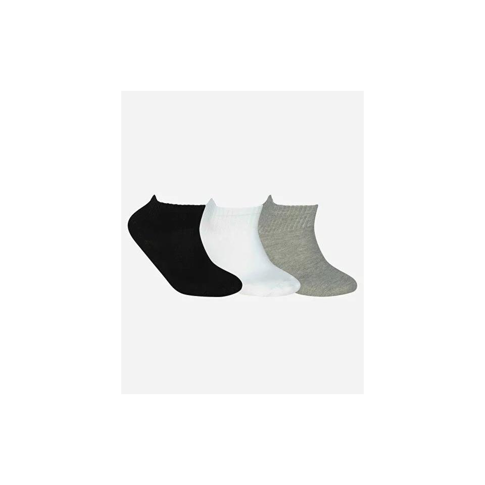 Skechers U NoPad Mid Cut 3 Pack Sock Unisex Renkli Babet Corap