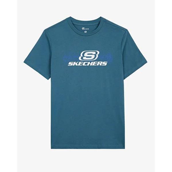 Skechers M Big Logo T-Shirt Erkek Lacivert Tshirt - Bisiklet