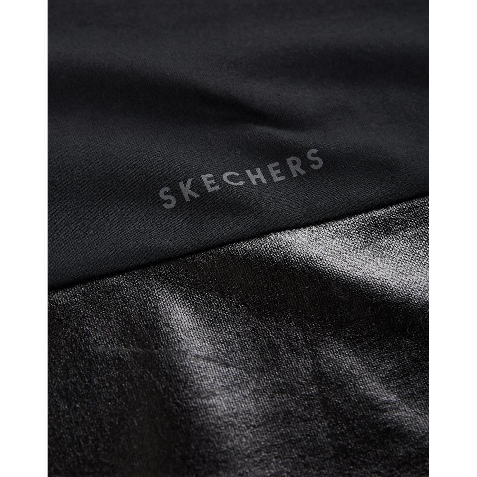 Skechers W 2XI-Lock Foil Covered Crew Neck Sweatshirt Kadın Siyah Bisiklet Yaka Sweat