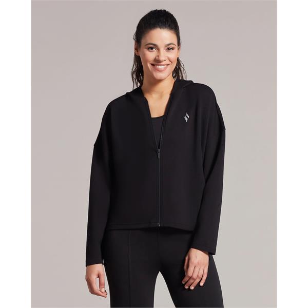 Skechers W Soft Touch Shinny Logo Full Zip Hoodie Sweatshirt Kadın Siyah Tam Fermuarlı Sweat