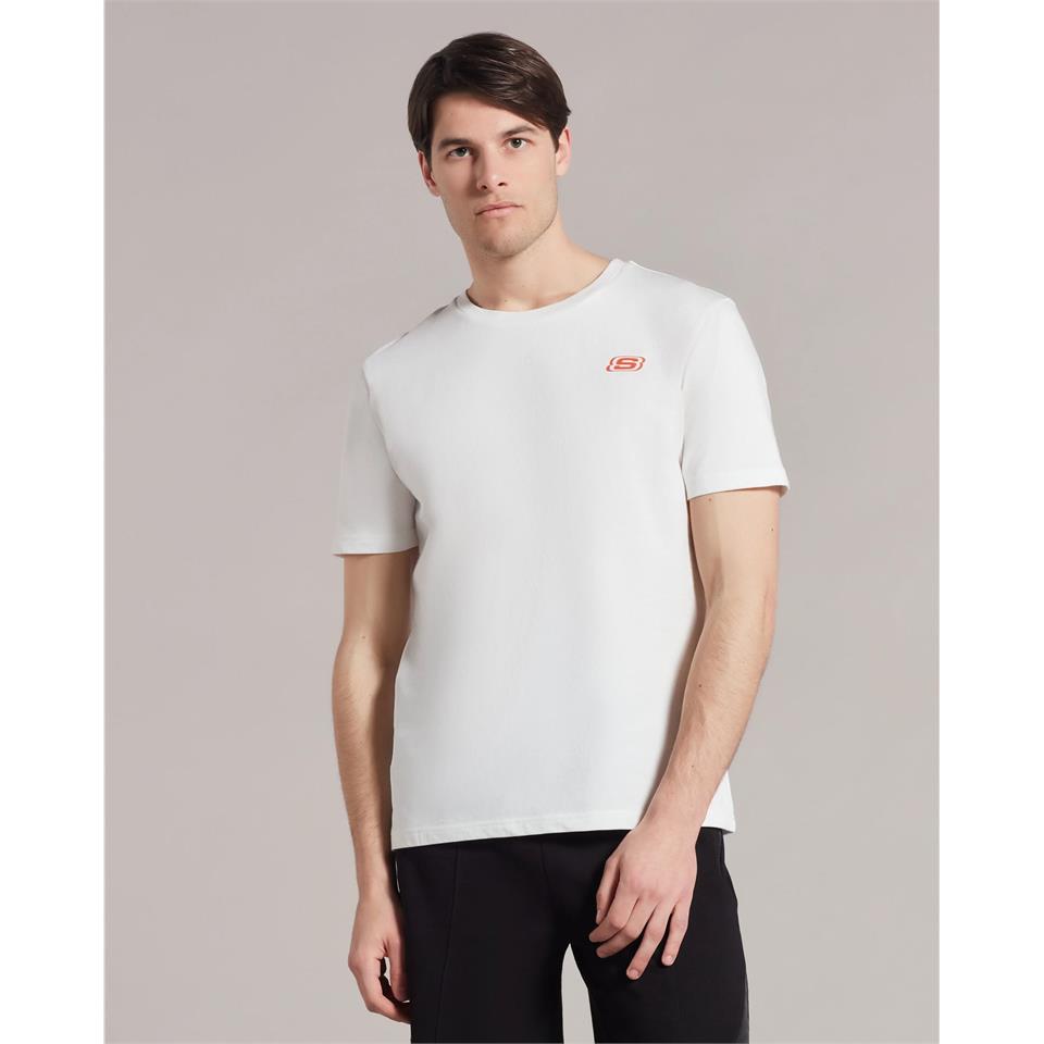 Skechers M Graphic Tee Crew Neck T-Shirt Beyaz Erkek Tshirt - Bisiklet