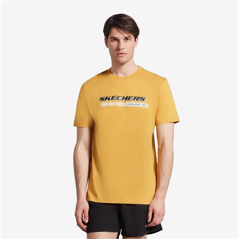 Skechers M Big Logo T-Shirt Sarı Erkek Tshirt - Bisiklet