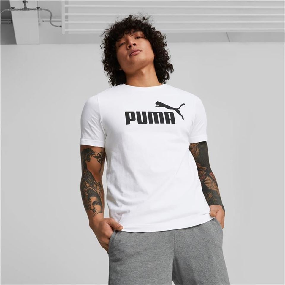 Puma Ess Logo Tee Erkek Beyaz Tshirt - Bisiklet