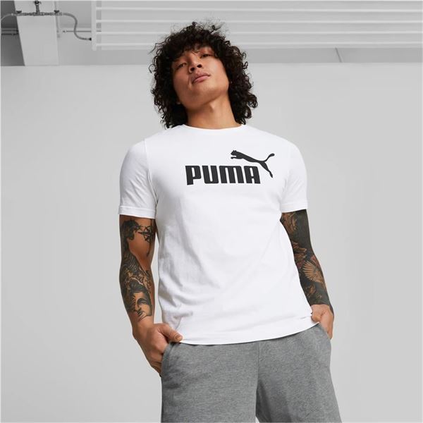 Puma Ess Logo Tee Erkek Beyaz Bisiklet Yaka Tshirt