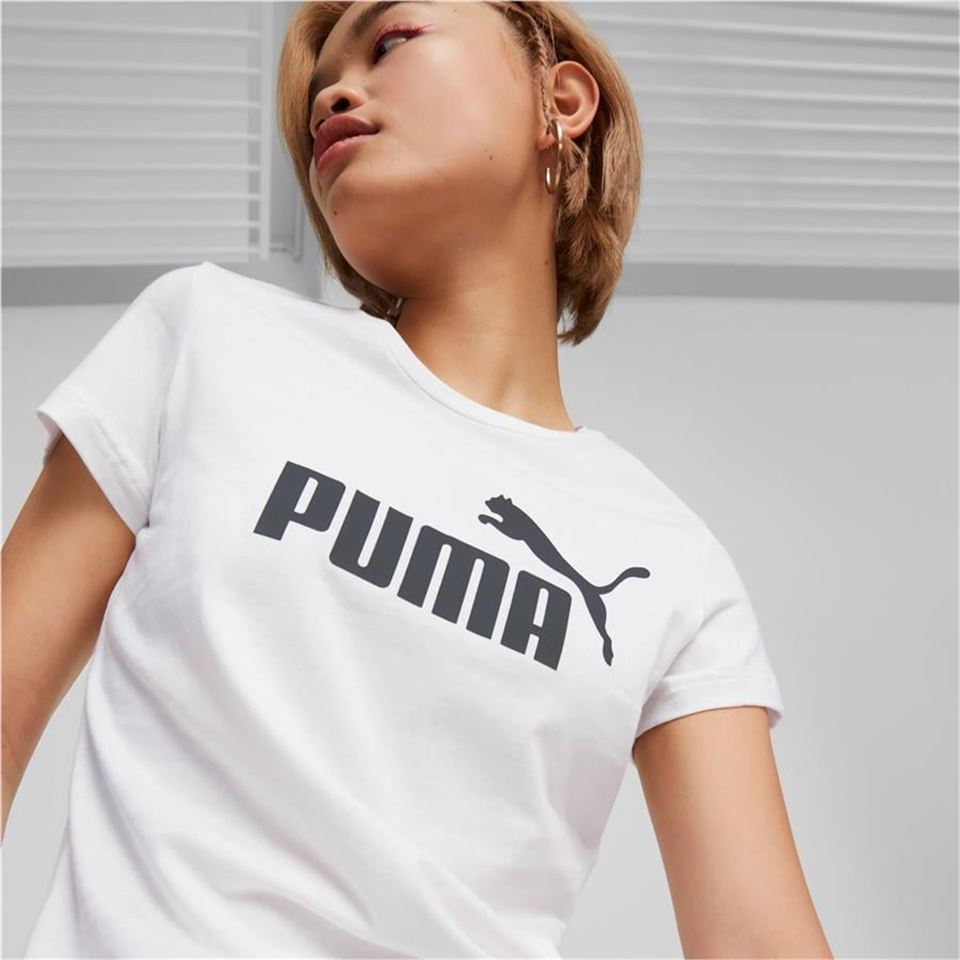 Puma Ess Logo Tee Kadın Beyaz Tshirt - Bisiklet