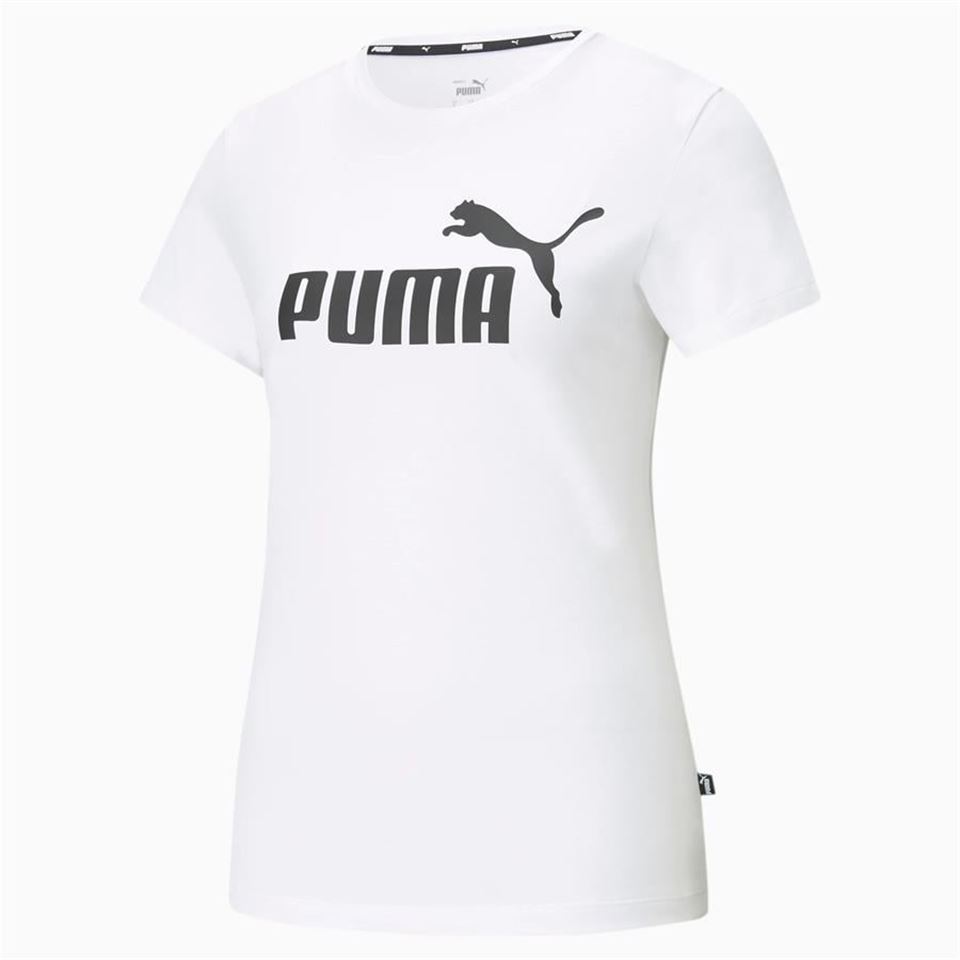 Puma Ess Logo Tee Kadın Beyaz Bisiklet Yaka Tshirt