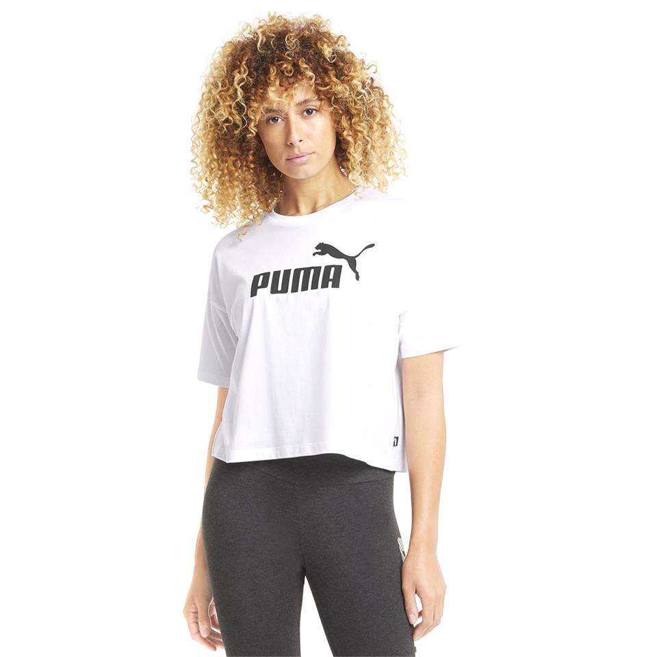 Puma Ess Cropped Logo Tee Beyaz Kadın Tshirt - Crop