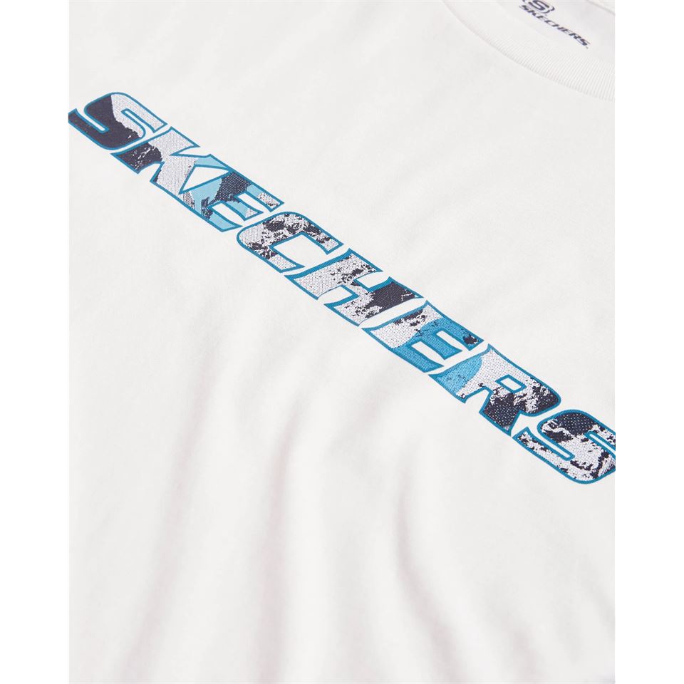 Skechers M Graphic Tee Crew Neck T-Shirt Erkek Beyaz Bisiklet Yaka Tshirt
