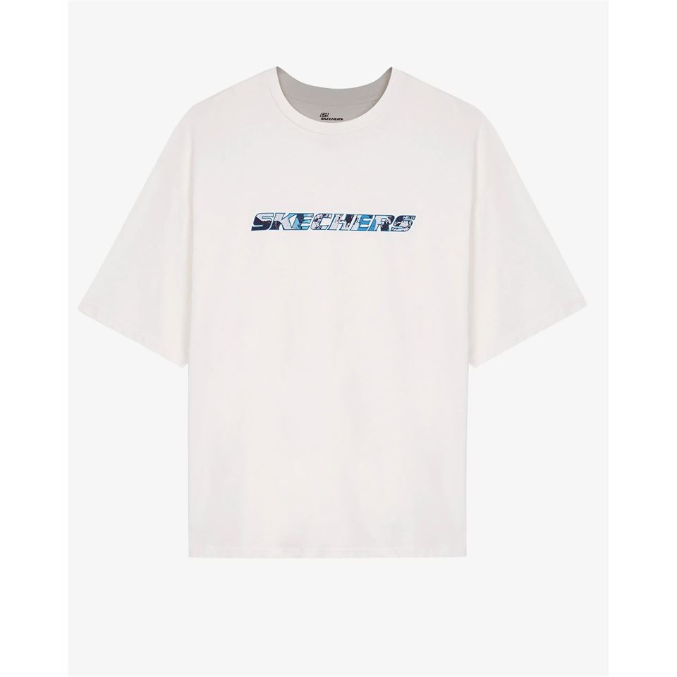 Skechers M Graphic Tee Crew Neck T-Shirt Erkek Beyaz Bisiklet Yaka Tshirt