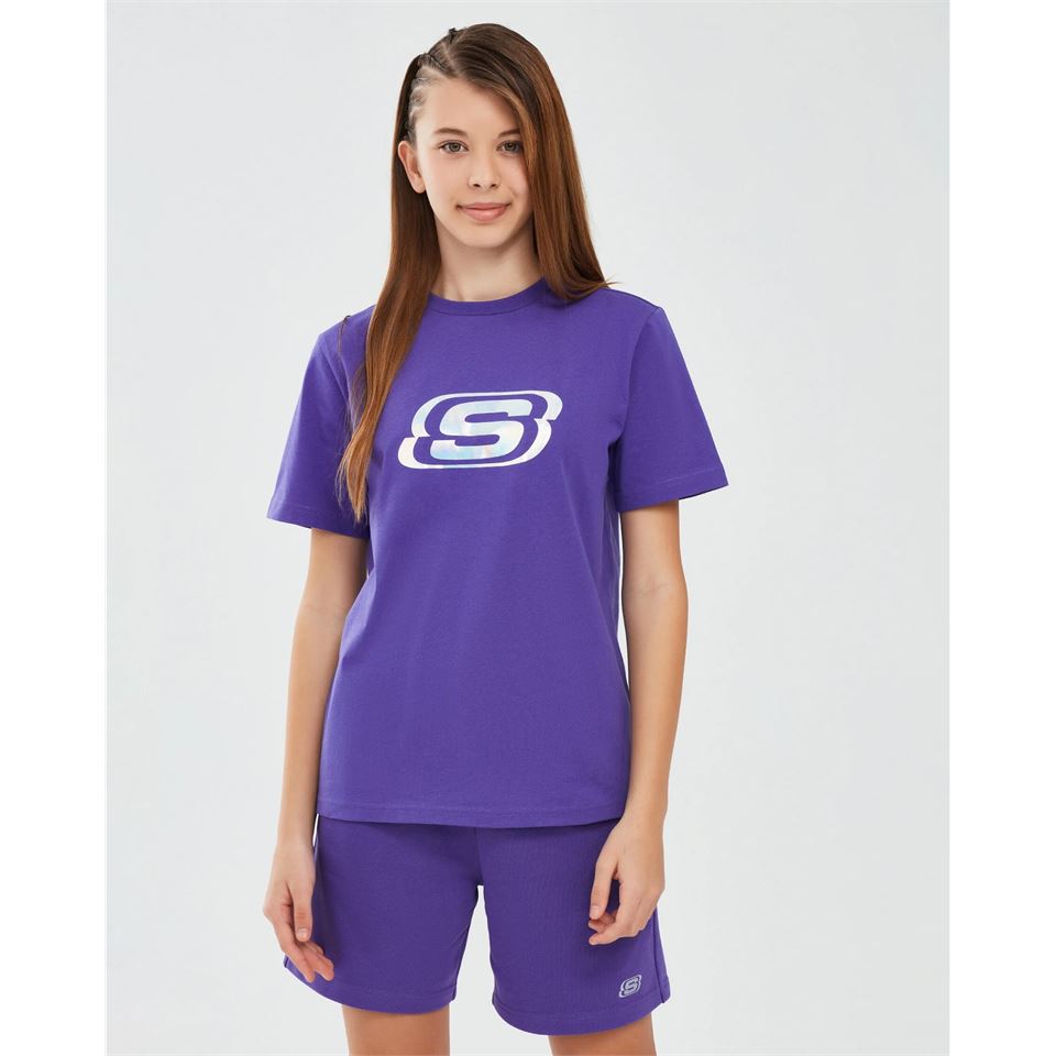 Skechers Essential G Short Sleeve  T-Shirt Kız Çocuk  Bisiklet Yaka Tshirt